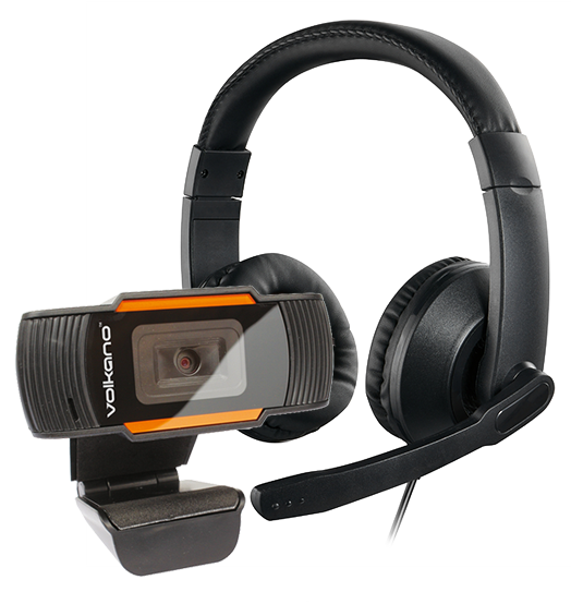 Volkano Work from Home Kit, 720 Webcam, Headset - VK-6514-BK