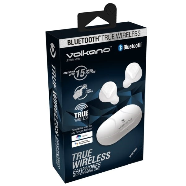 Volkano Scorpio Series True Wireless Earphones- White