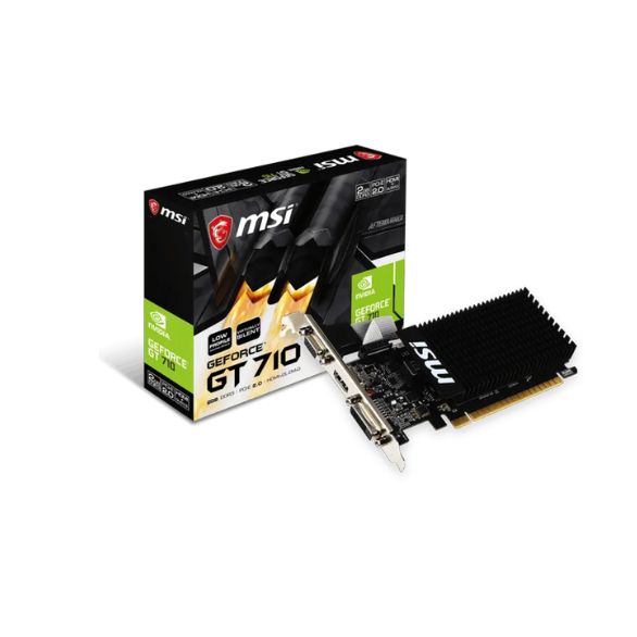 MSI GeForce GT 710 2GD3H LP 2GB DDR3 Graphics Card / 192 CUDA CORES / 64-bit Memory / 1x HDMI / 1x Dual-link DVI-D / 1x D-Sub